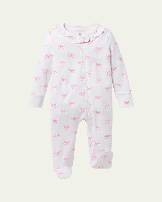Girl's Blushing Bows Printed Footie, Size Newborn-9